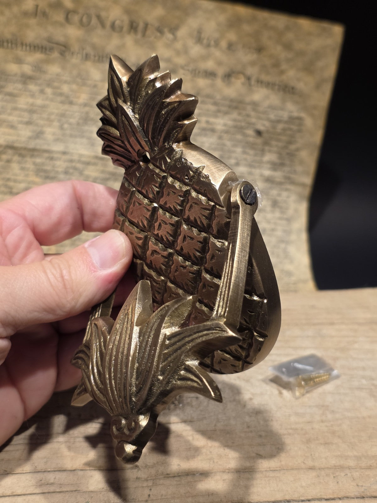 6" Vintage Style Solid Brass Pineapple Door Knocker Colonial Welcome Sign