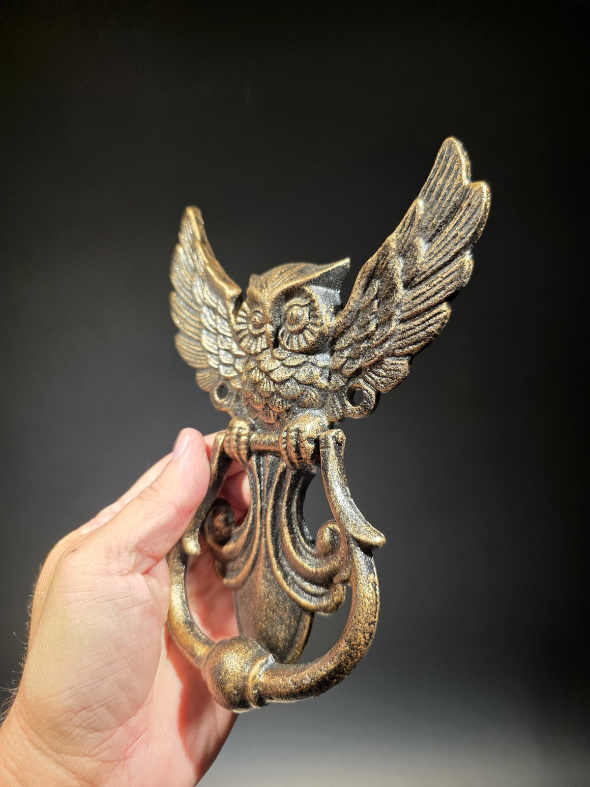 Antique Vintage Style Cast Iron Owl Door knocker