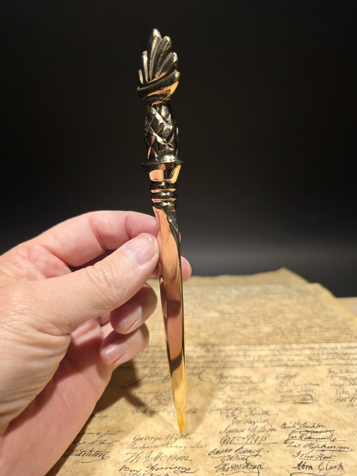 Vintage Style Brass Pineapple Handle Letter Opener