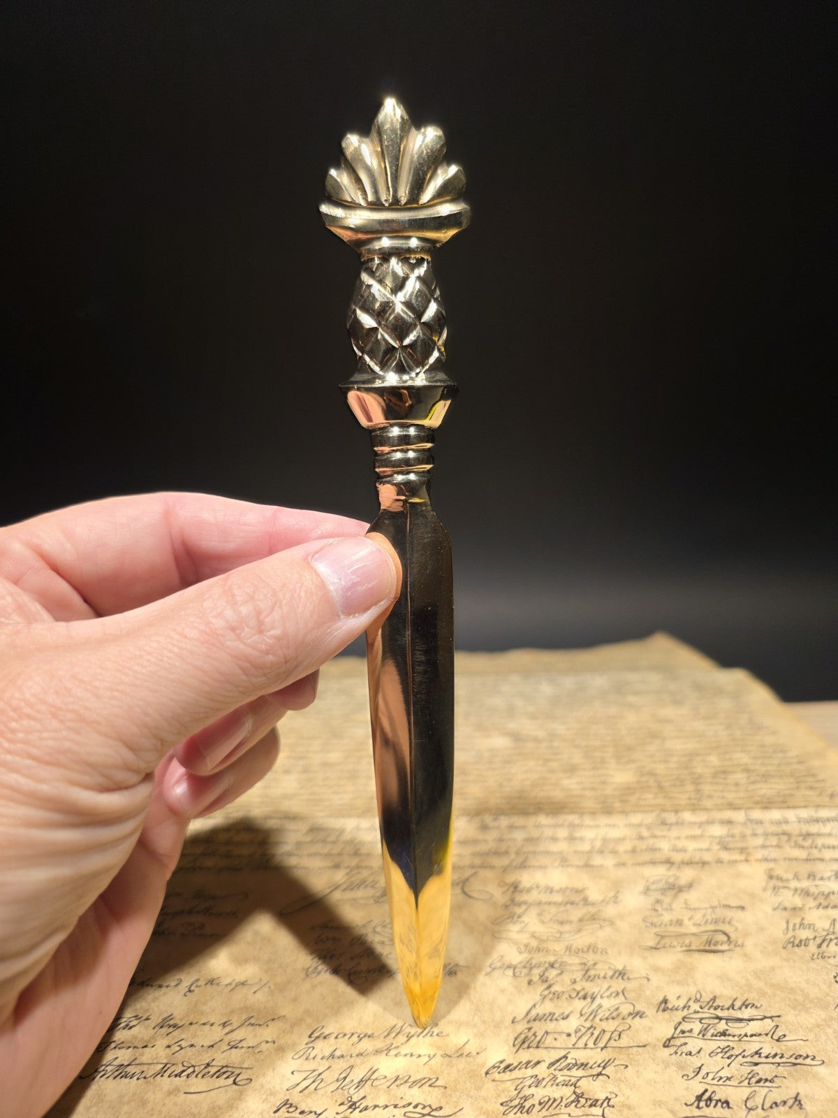 Vintage Style Brass Pineapple Handle Letter Opener