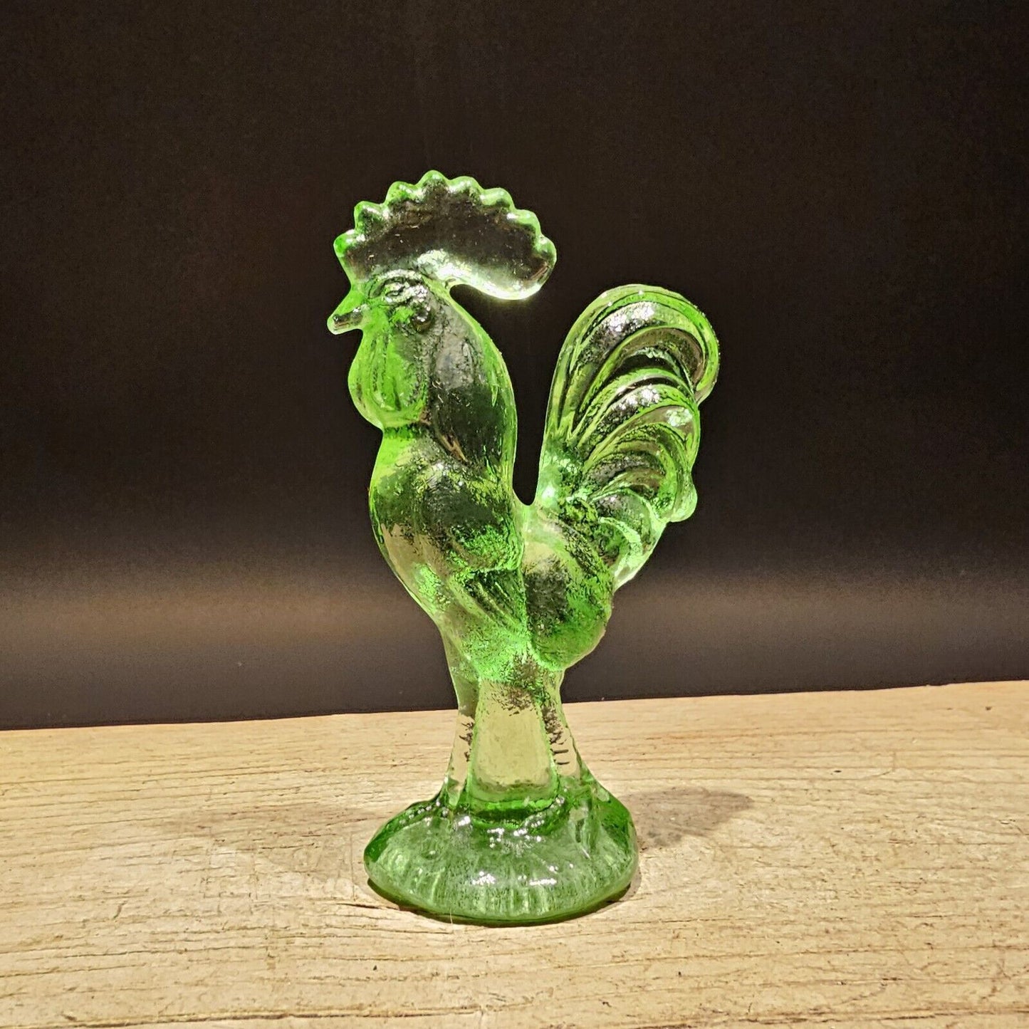 Antique Vintage Style Green Depression Glass Rooster Chicken