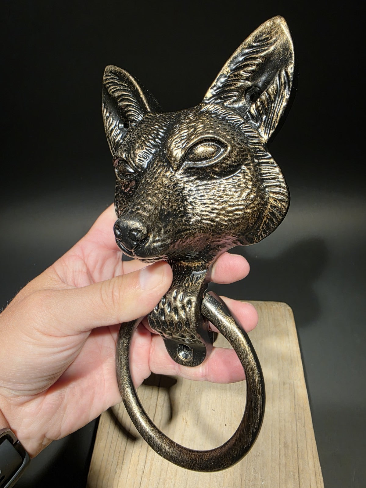 Antique Brass Vintage Style Cast Iron Fox Head Door Knocker