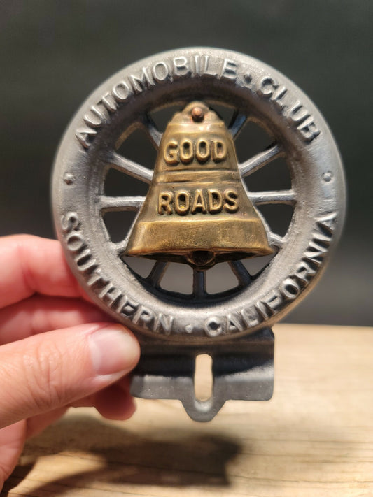 Antique Vintage Style Aluminum Good Roads Club License Plate Fob Topper