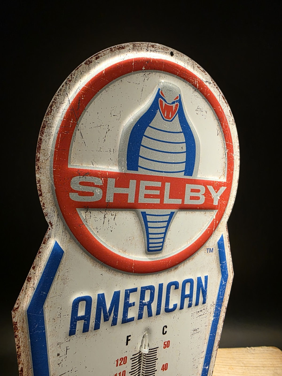 17.5 " Metal Vintage Style Ford Shelby American Thermometer Sign