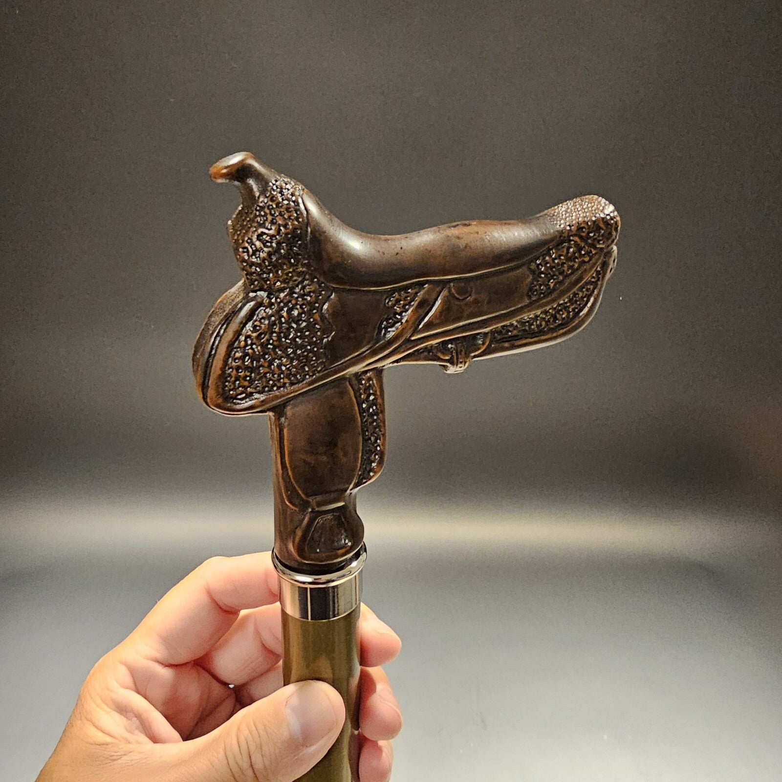36" Antique Style Cowboy Saddle Derby Walking Stick Cane