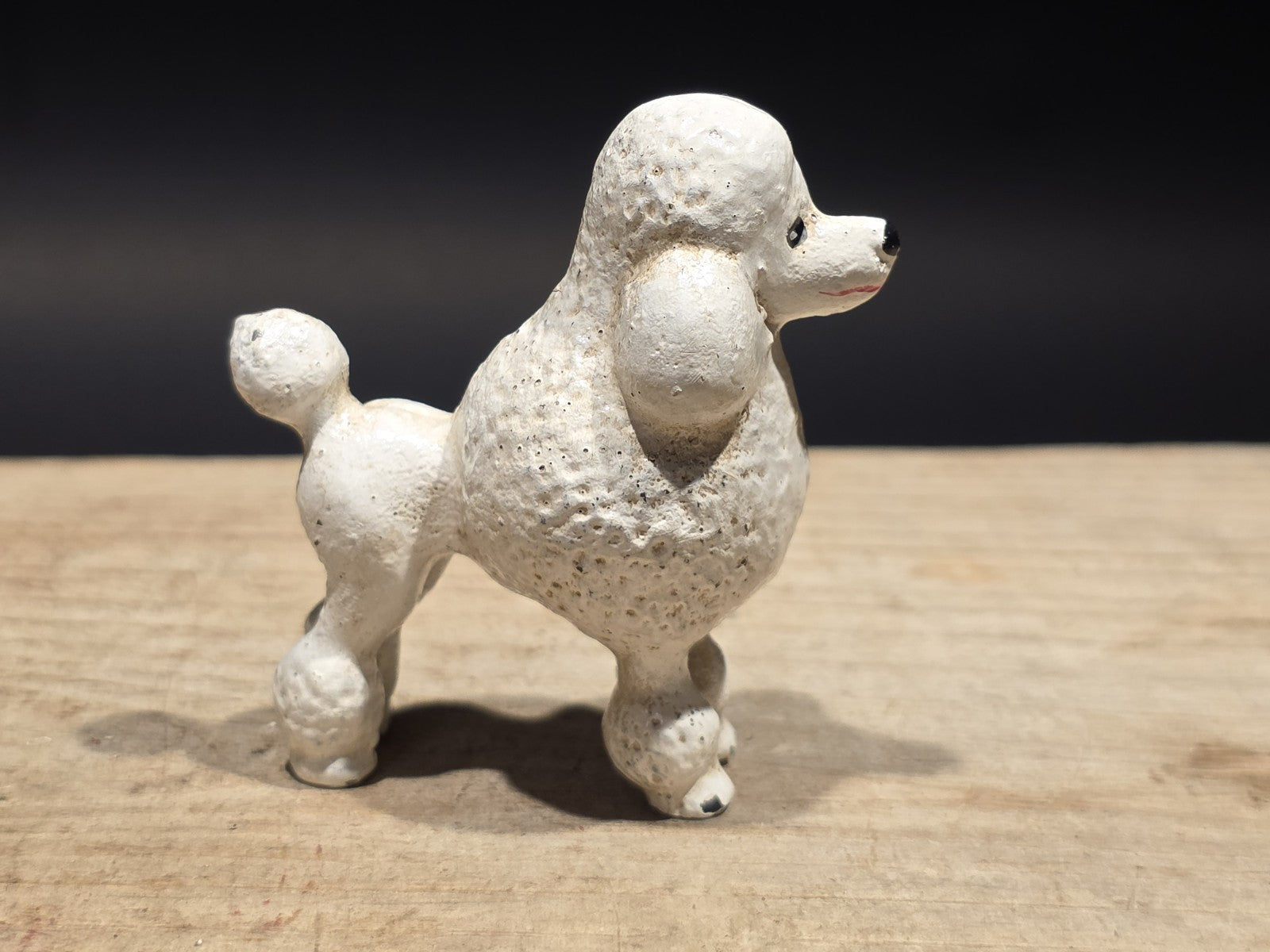 Cast Iron White Poodle Dog Figurine Vintage Style Poodle Statue