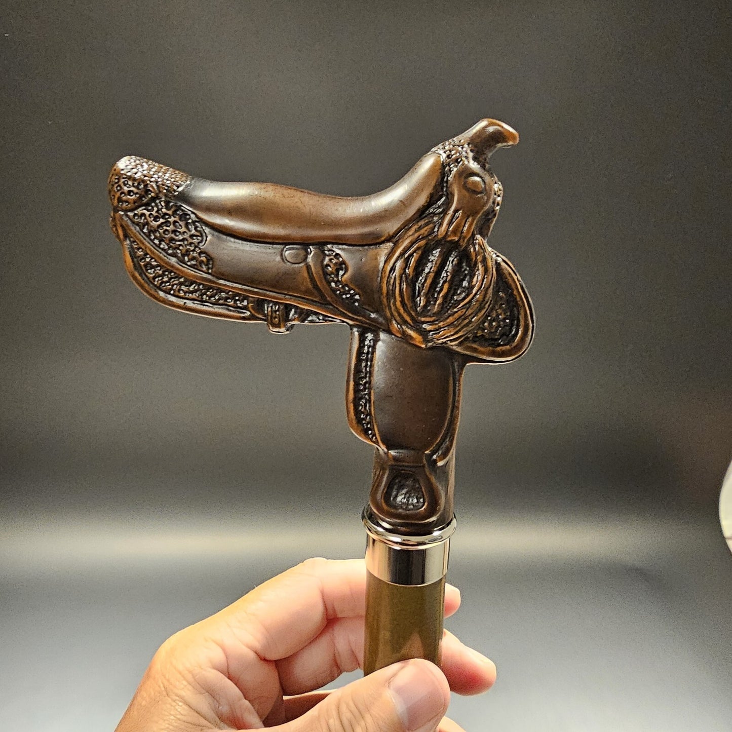 36" Antique Style Cowboy Saddle Derby Walking Stick Cane