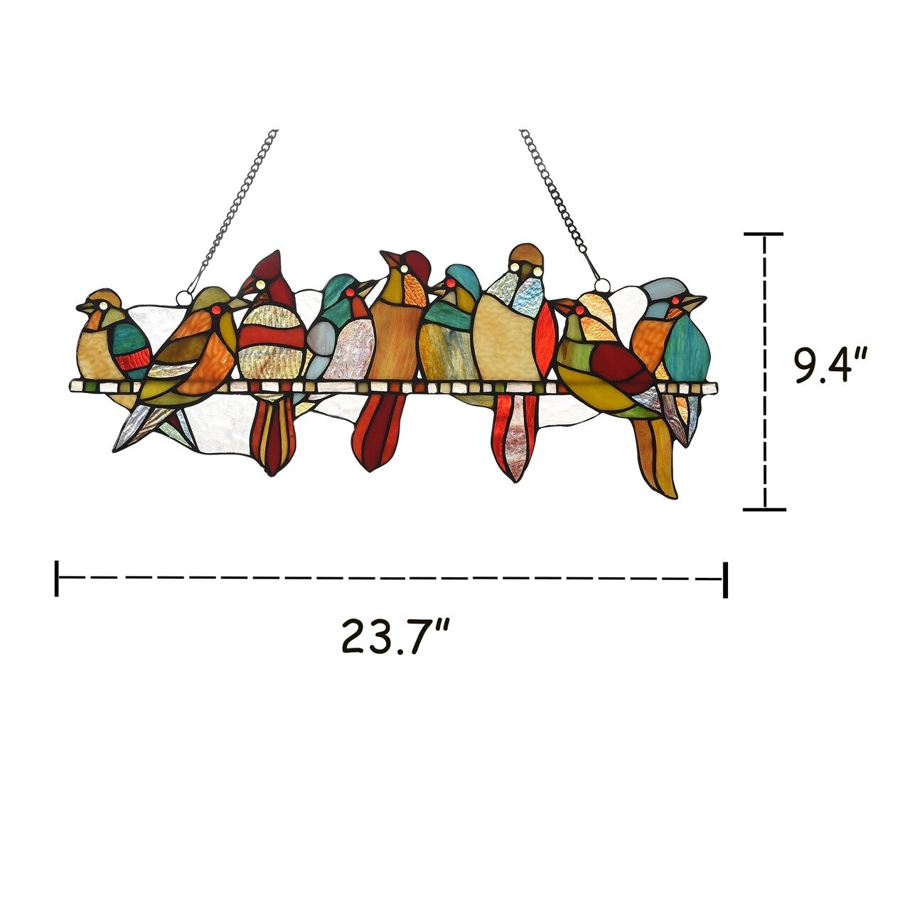 23.7" Song Bird Stained Glass Window Hanging Panel Suncatcher