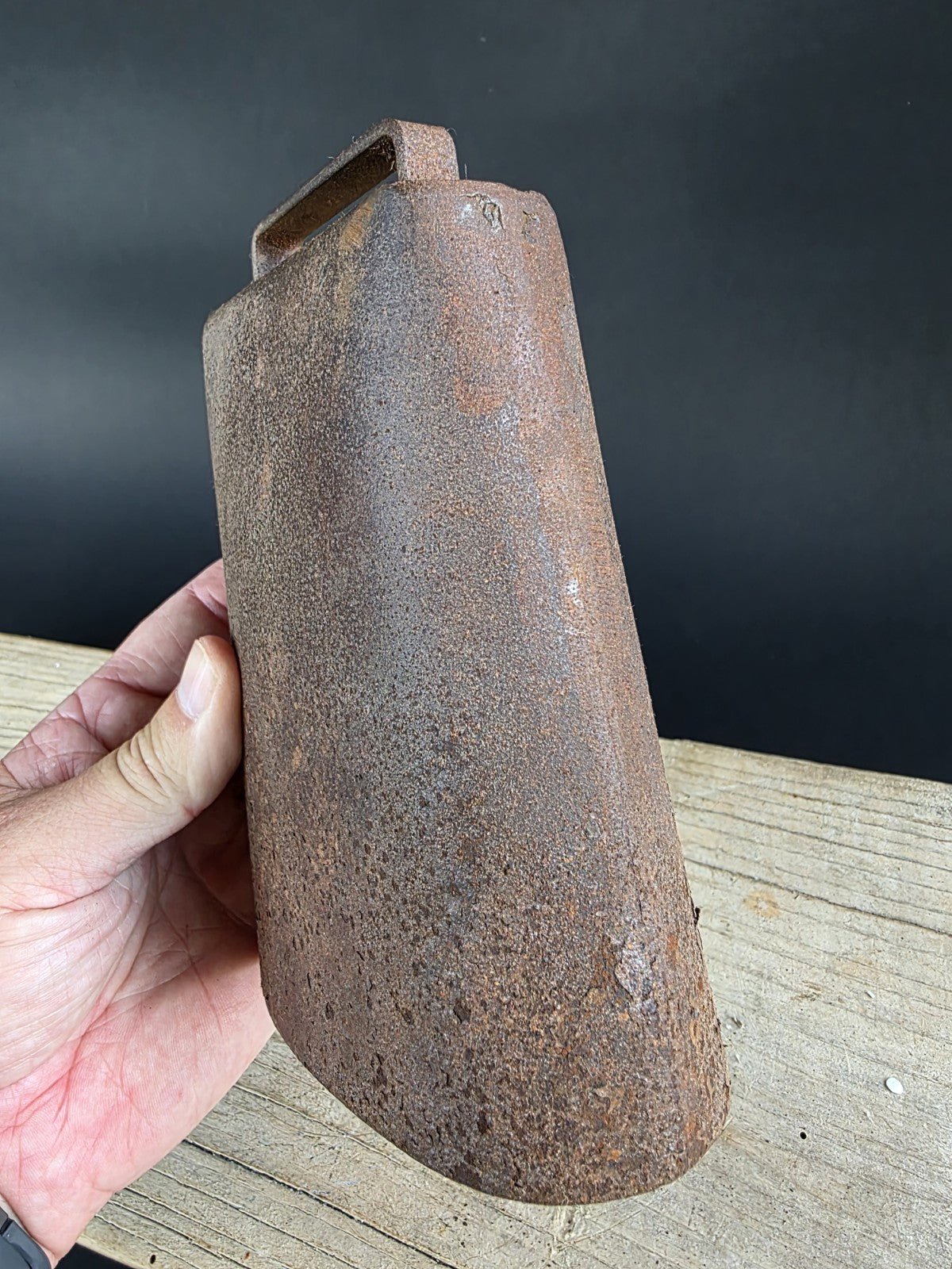 6 3/4" Primitive Vintage Antique Style Hand Wrought Iron Cow Bell