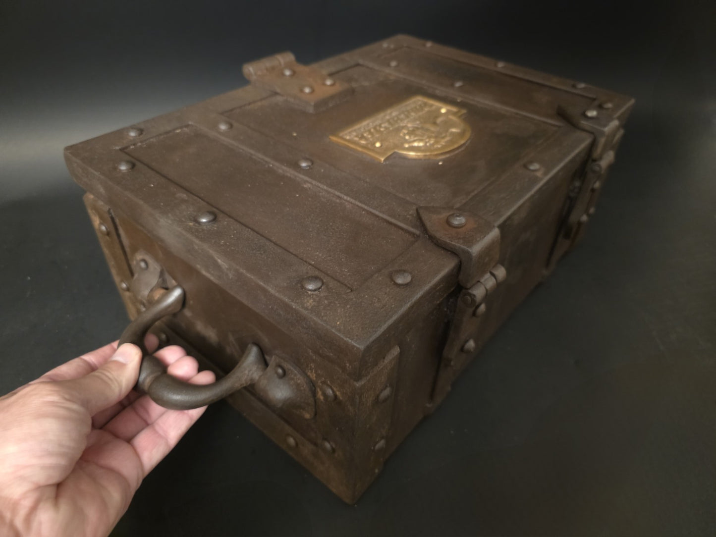 15" Antique Style Cast Iron Winchester Ammunition Chest Strongbox