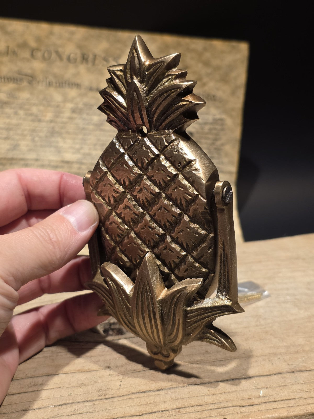 6" Vintage Style Solid Brass Pineapple Door Knocker Colonial Welcome Sign