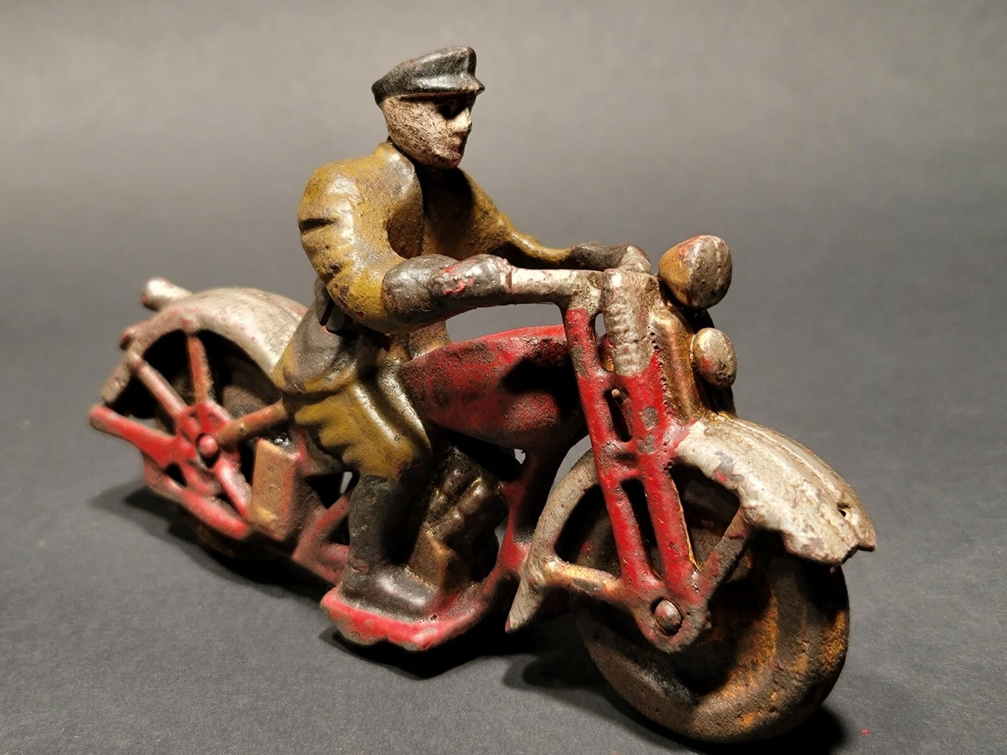 Antique Vintage Style Cast Iron Toy Motorcycle Police Patrol Rider 