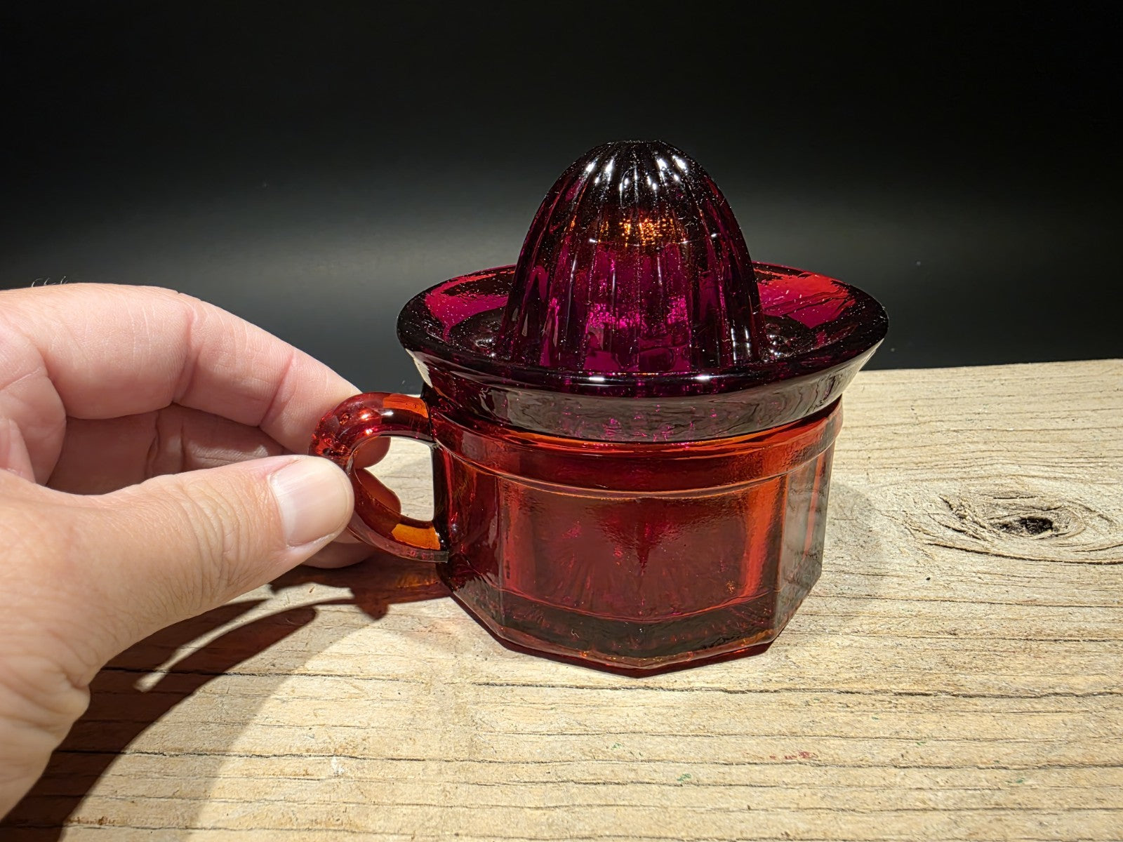 4.5" Vintage Style Ruby Red Depression Glass Juicer