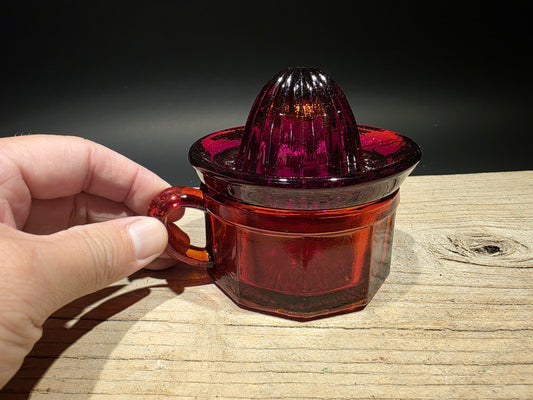 4.5" Vintage Style Ruby Red Depression Glass Juicer