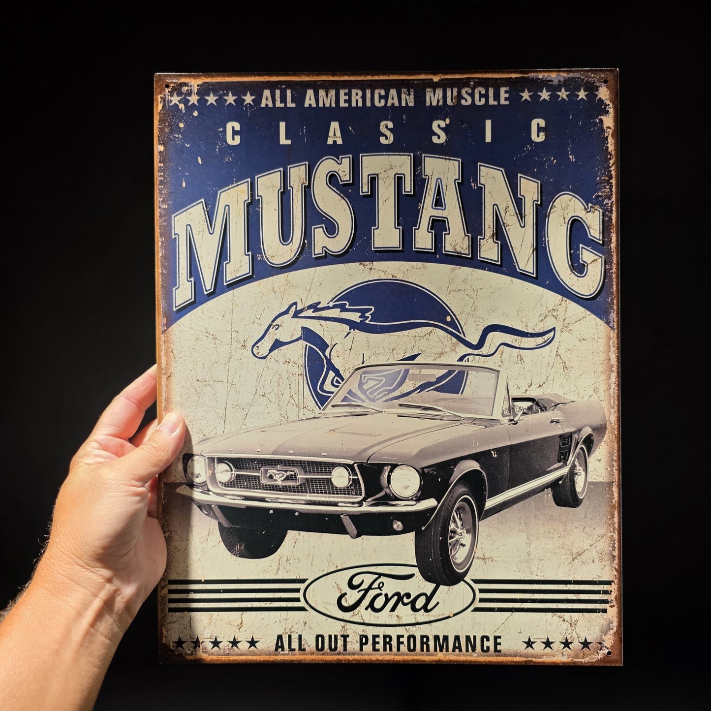 Vintage Style Ford Mustang Classic Tin Metal Sign American Muscle Car Garage