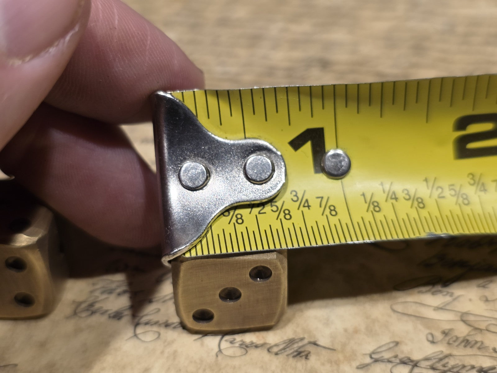 (2) 5/8" Antique Style Solid Heavy Brass Metal Dice