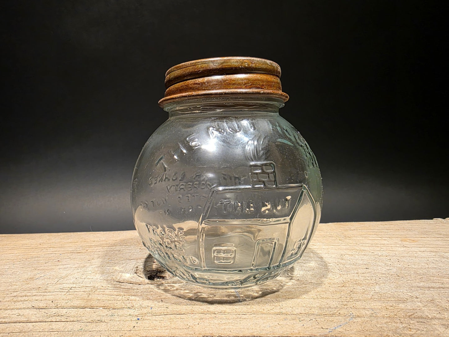 4 1/2" Antique Vintage Style Glass Nut House Store Jar
