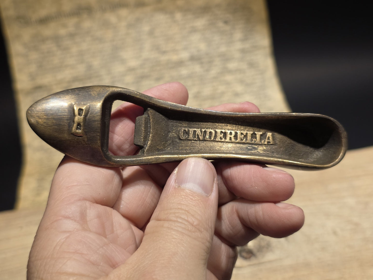5" Vintage Style Brass "Cinderella" High Heel Shoe Bottle Opener