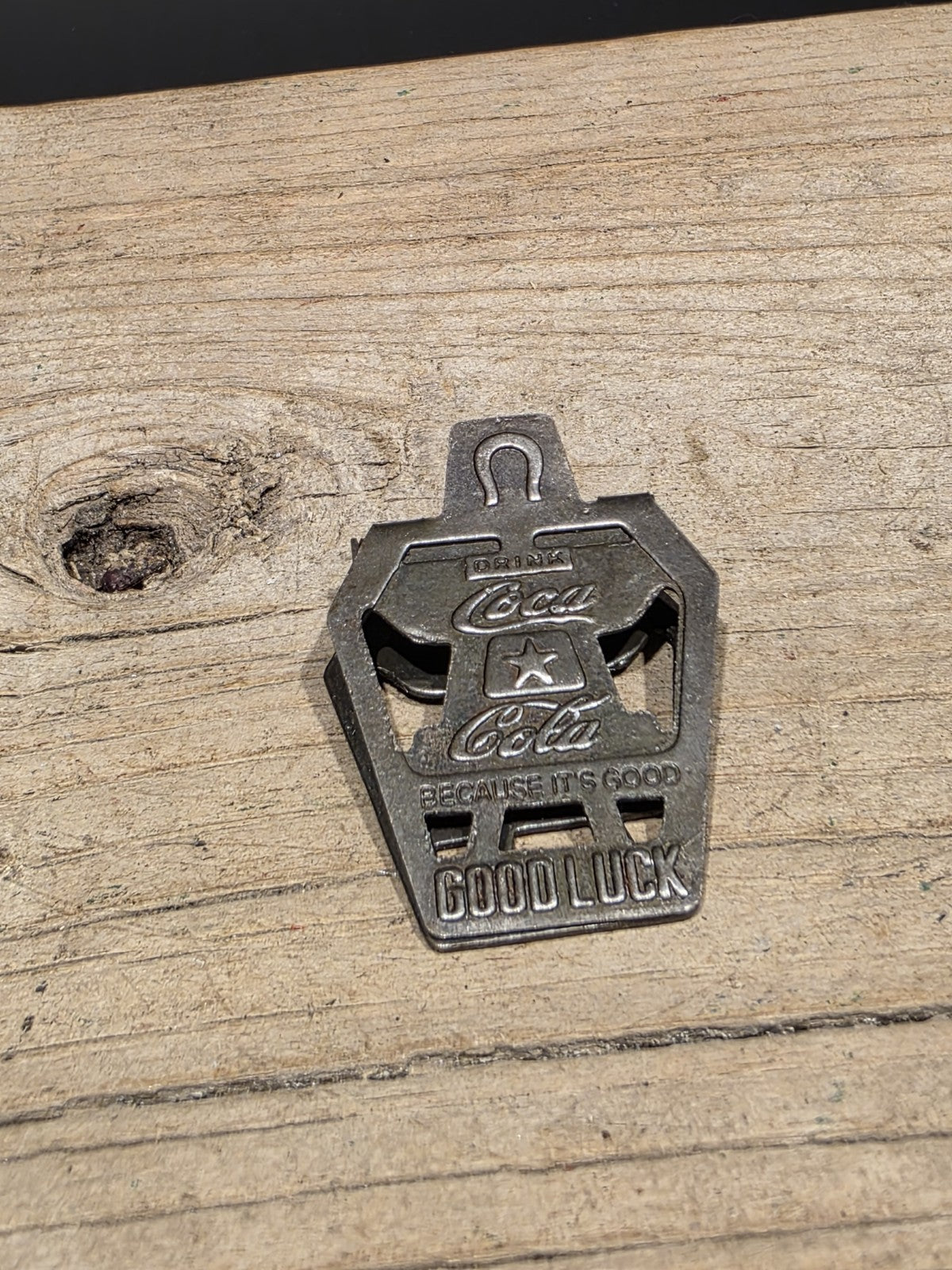 Antique Style Metal Coca-Cola “Good Luck” Advertising Clip