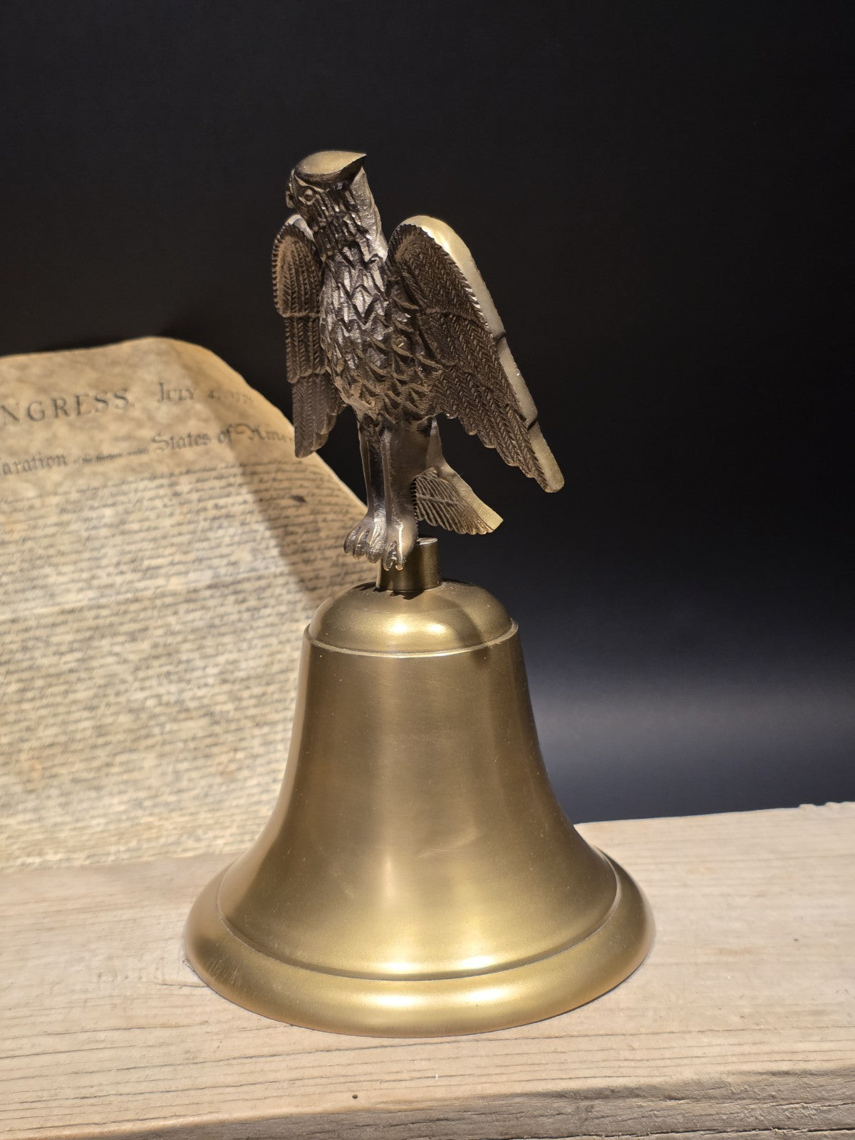 Large 11" Antique Style Brass Eagle Desk Call Bell Americana Federalist Style