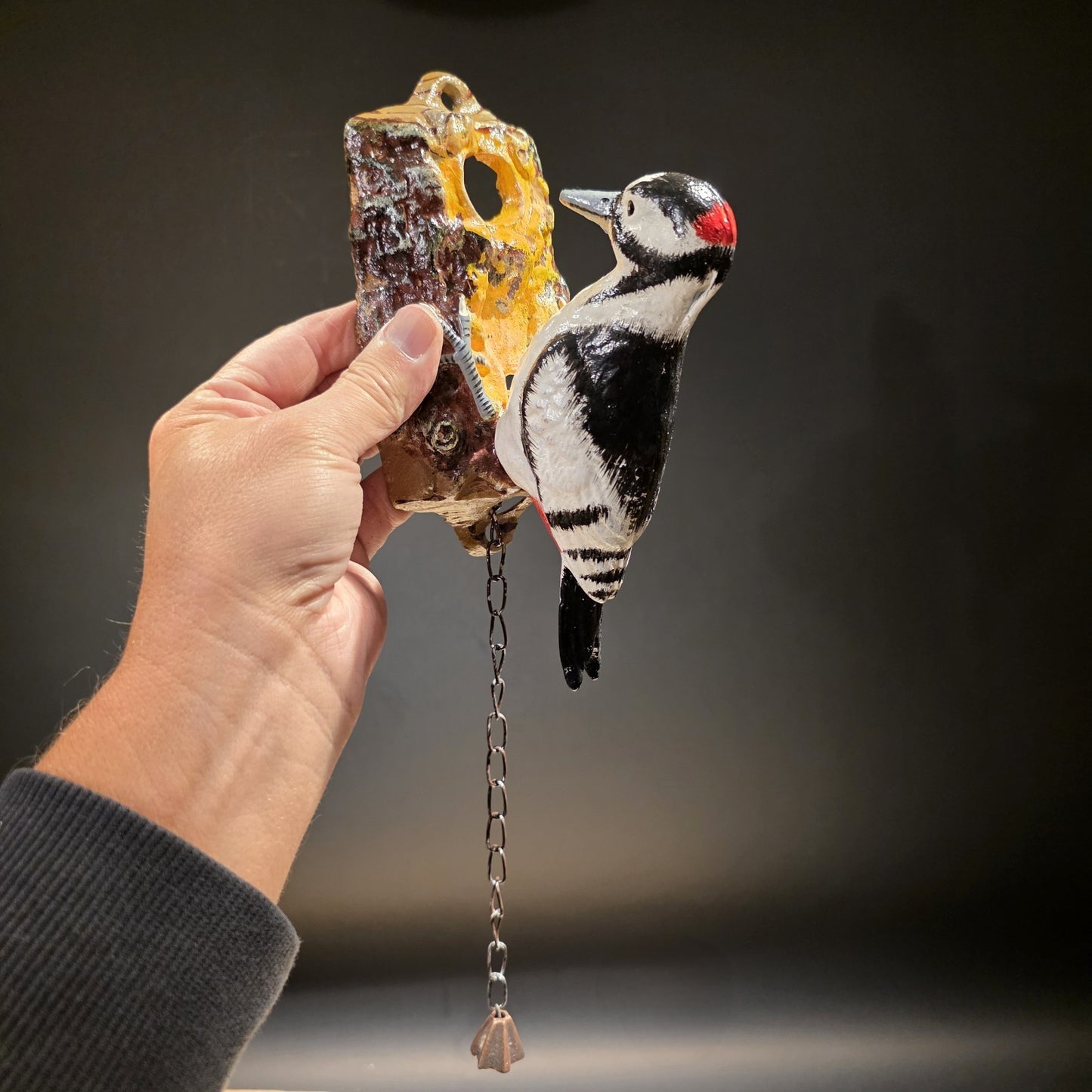 Vintage Style Folk Art Cast Iron Woodpecker Door Knocker