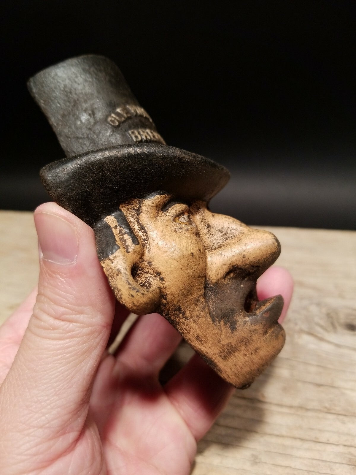 Antique Vintage Style Cast Iron Ole Masters Folk Art Figural Beer Bottle Opener
