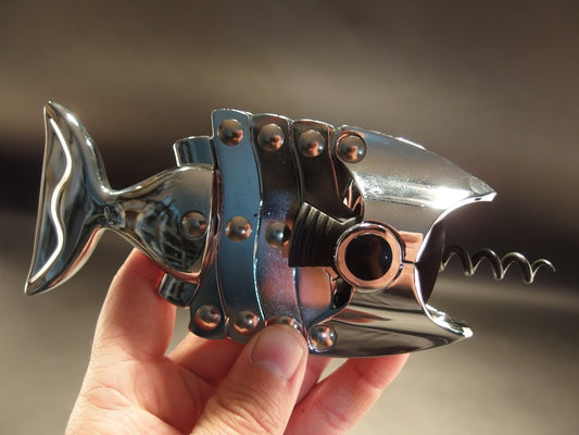 Antique Vintage Style Fish Shaped Wine Bottle Corkscrew Opener