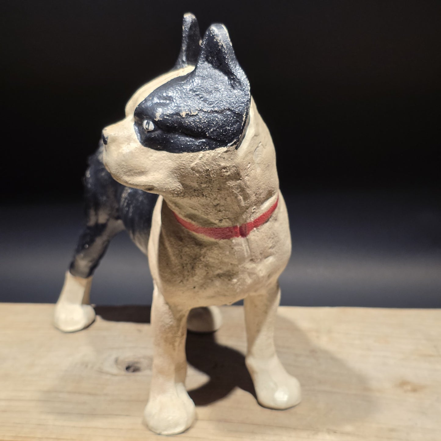 Antique Style Cast Iron Boston Terrier Dog Door Stop Coin Bank