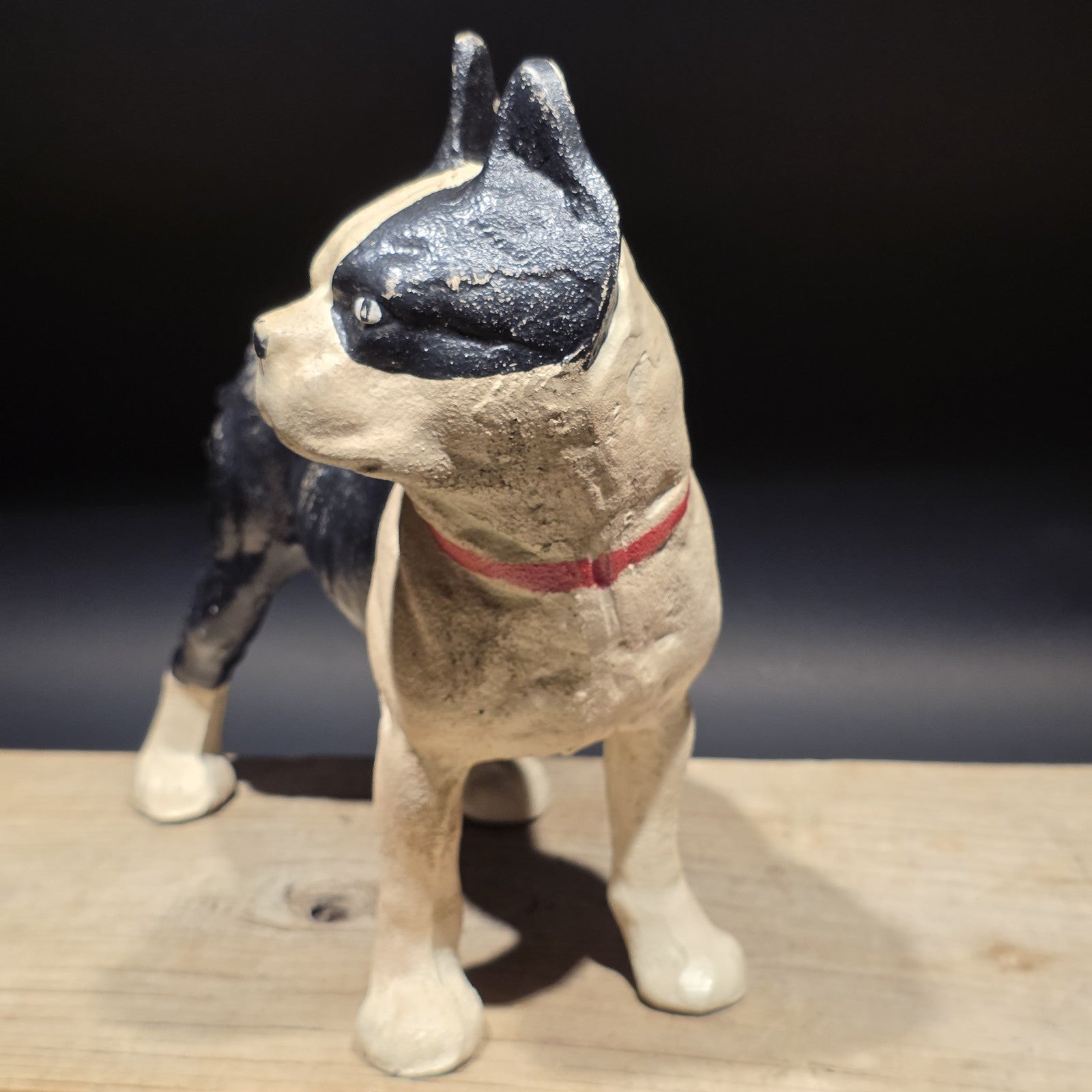 Antique Style Cast Iron Boston Terrier Dog Door Stop Coin Bank