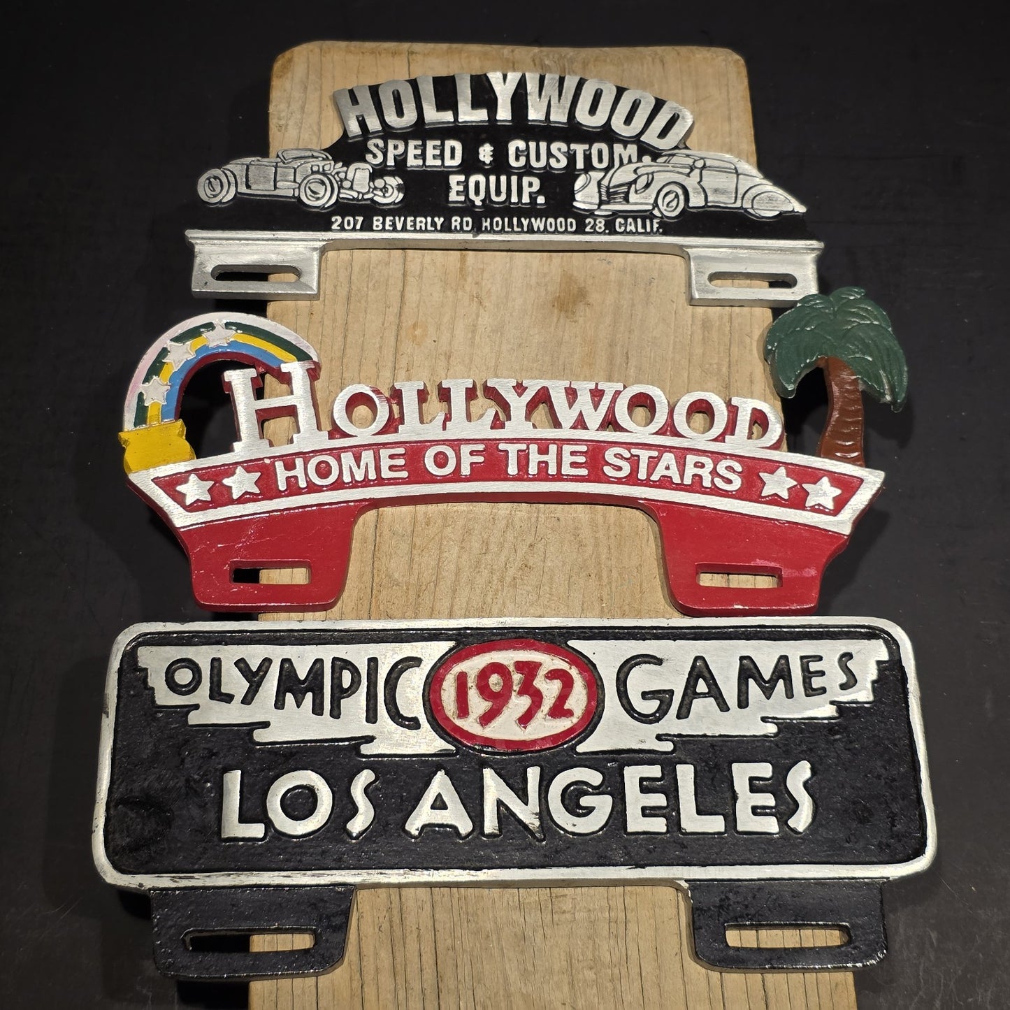 Vintage Style Aluminum Holywood License Plate Fob Topper Collection Lot