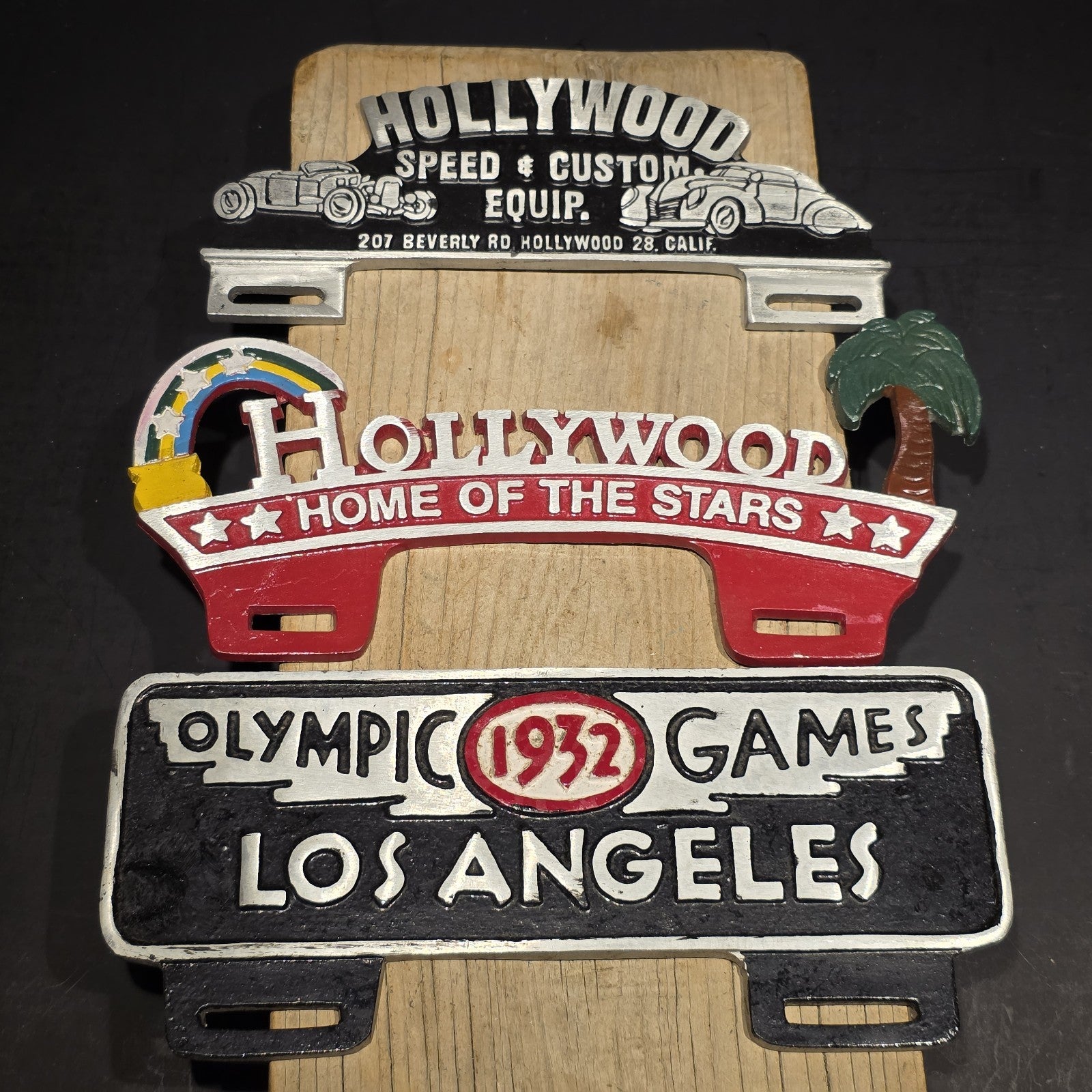 Vintage Style Aluminum Holywood License Plate Fob Topper Collection Lot