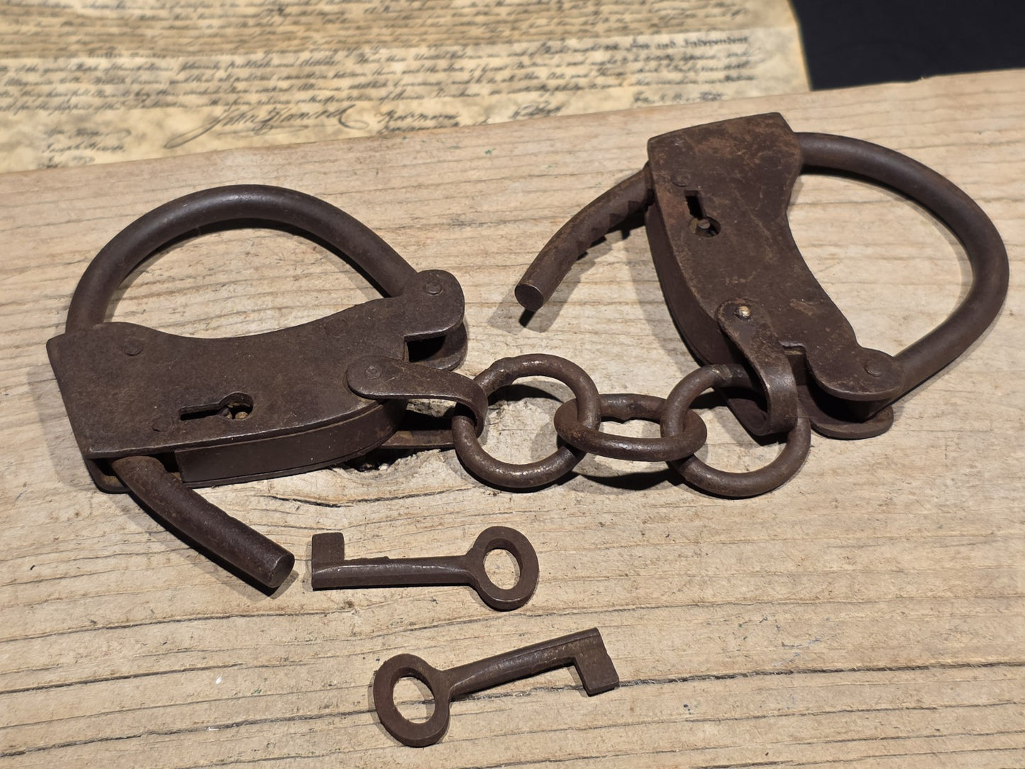 Antique Vintage Style 1904 Judd Iron Handmade Handcuffs Shackles