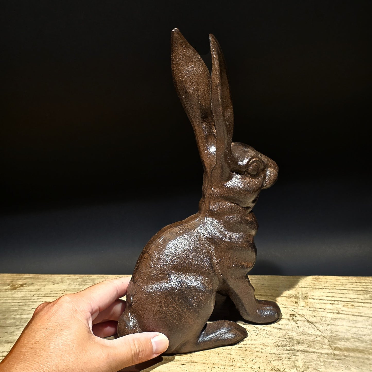 10" Antique Style Cast Iron Rabbit Door Stop Hare Statue
