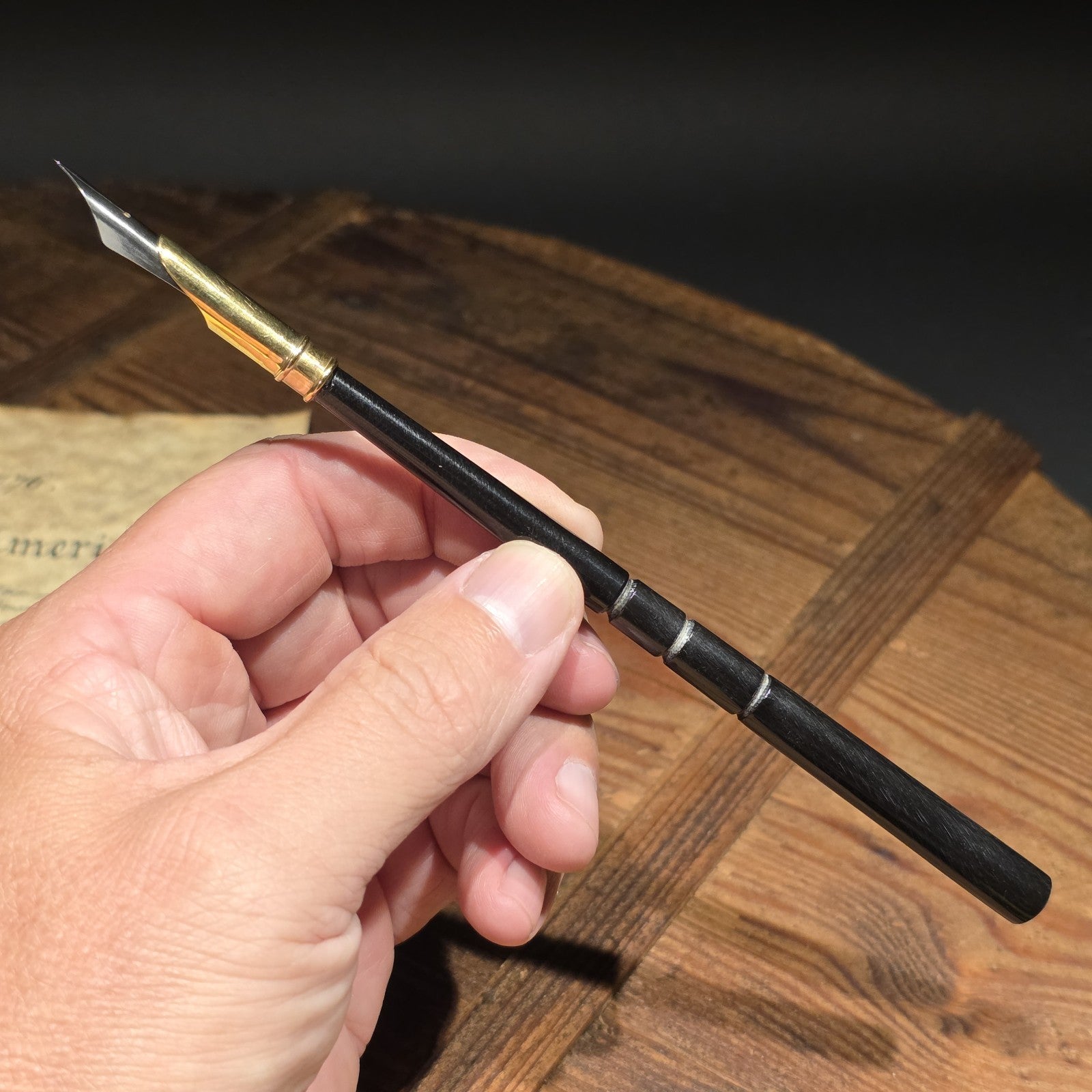 Black Bovine Horn Dip Pen – Antique Style Calligraphy Writing Pen