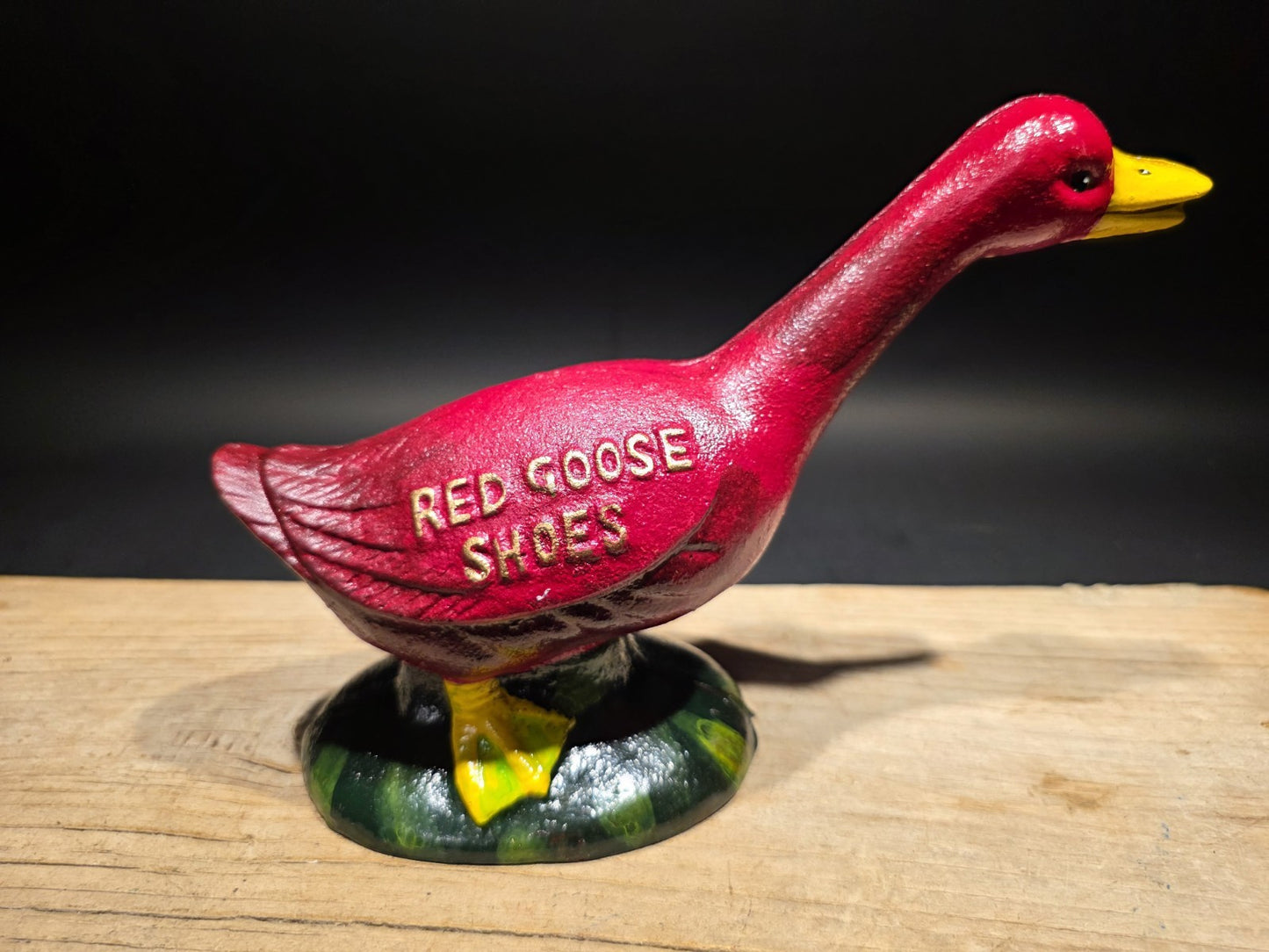 9" Vintage Style Red Goose Shoes Cast Iron Goose Bank  Advertising Bank