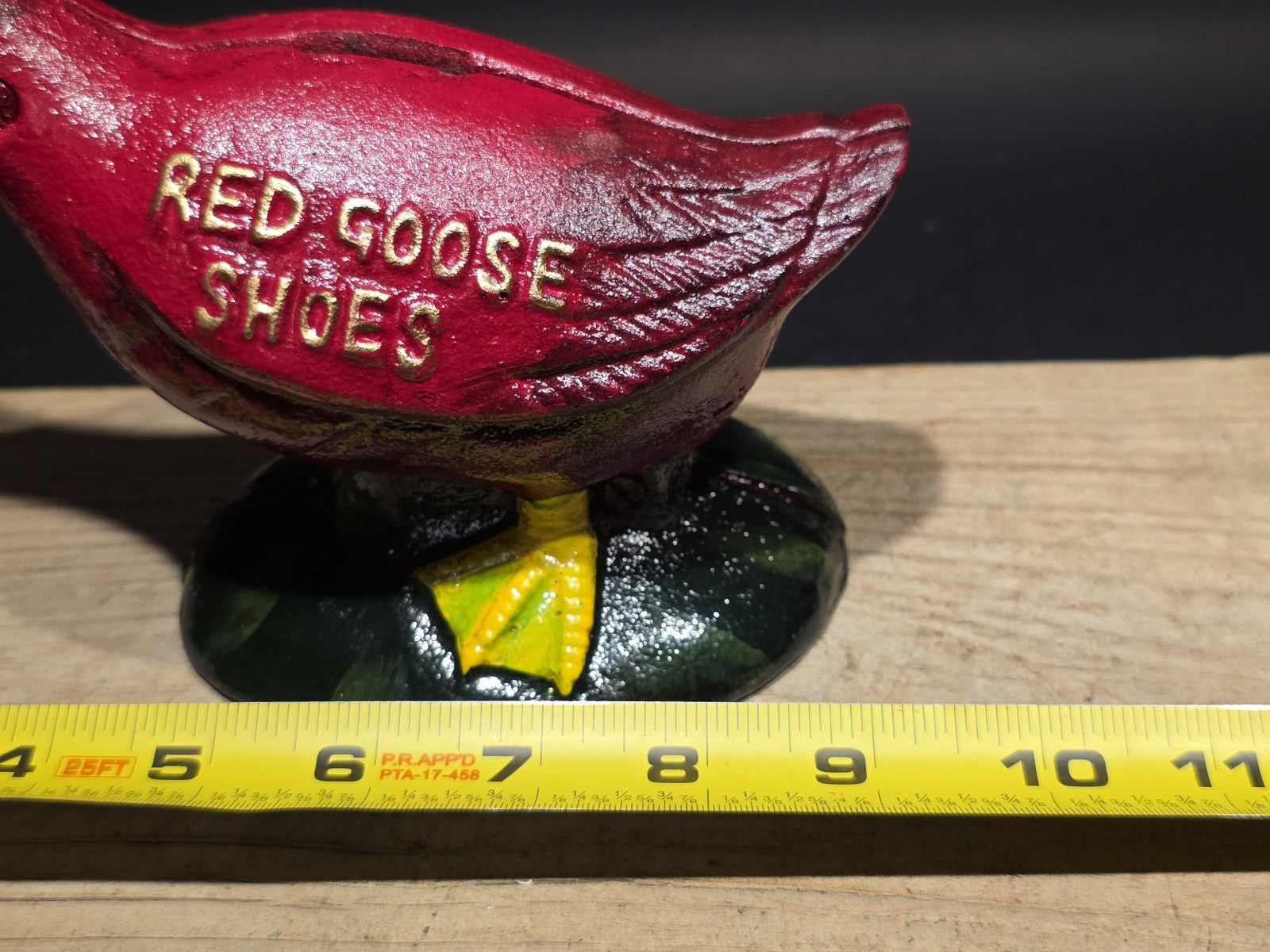 9" Vintage Style Red Goose Shoes Cast Iron Goose Bank  Advertising Bank