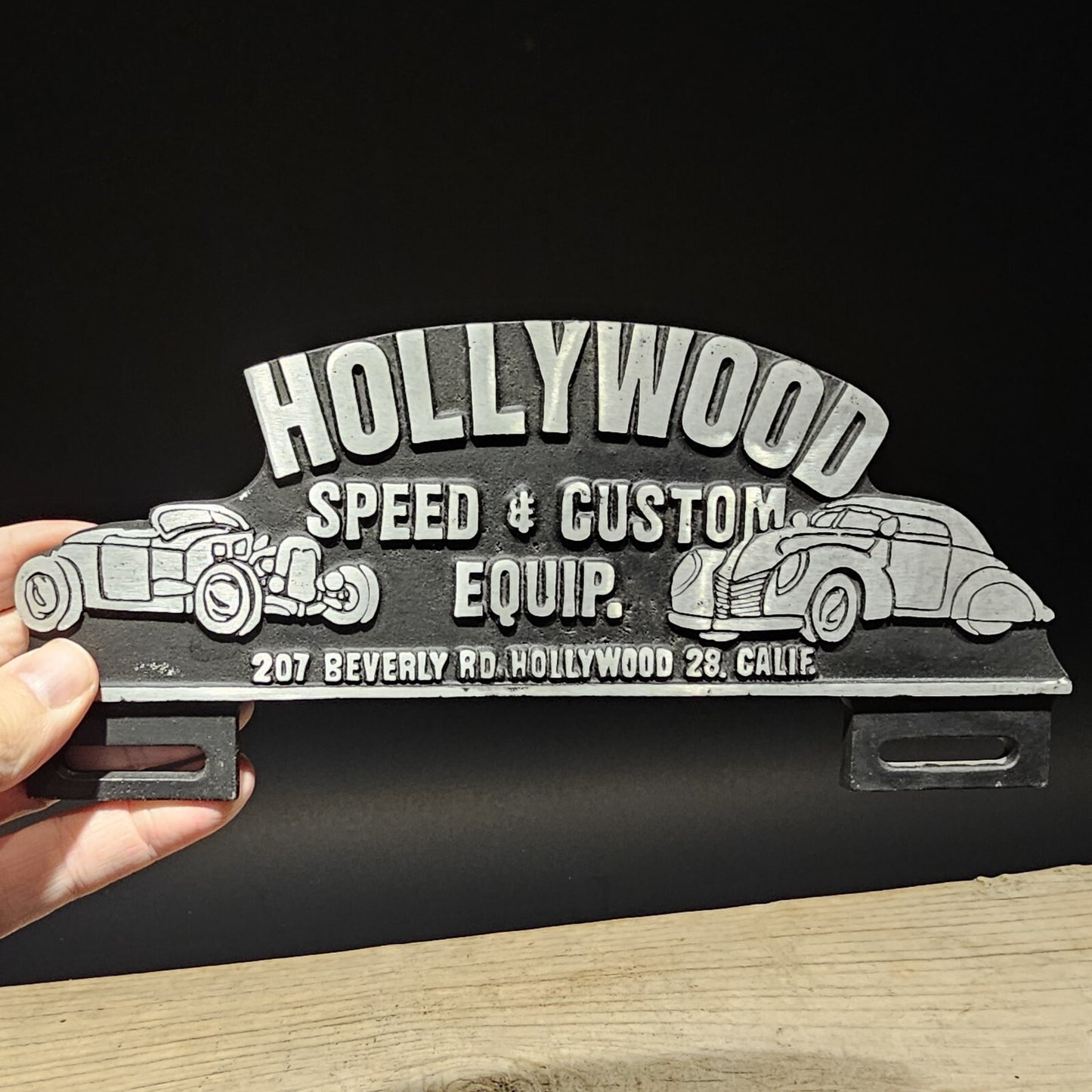 Vintage Style Aluminum Holywood License Plate Fob Topper