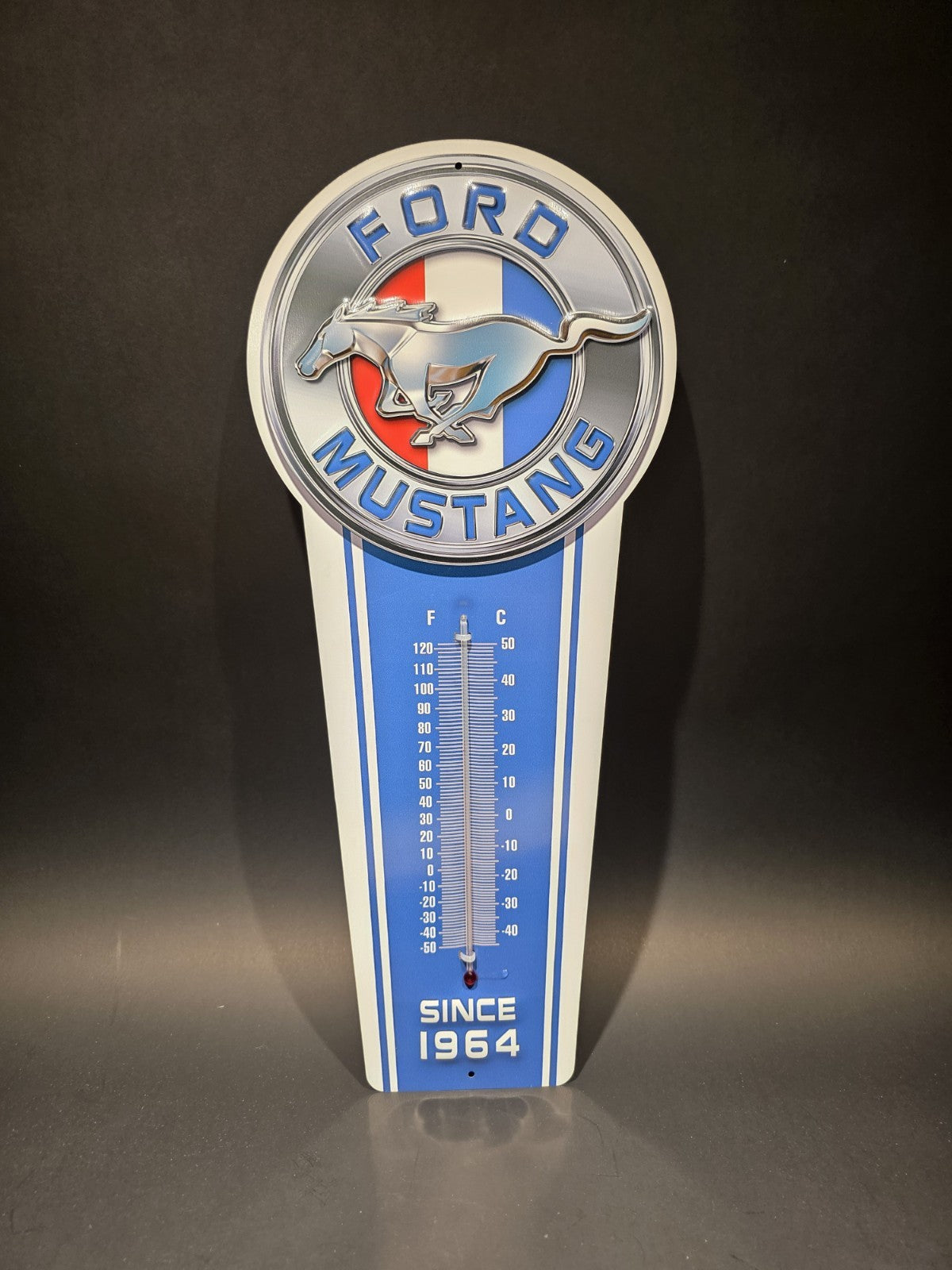 17.5 " Metal Vintage Style Ford Mustang American Thermometer Sign
