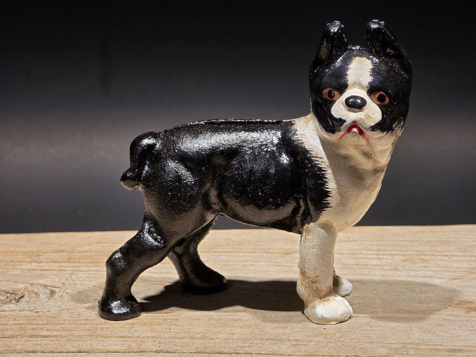5" Antique Style Cast Iron Boston Terrier Dog Door Stop Coin Bank