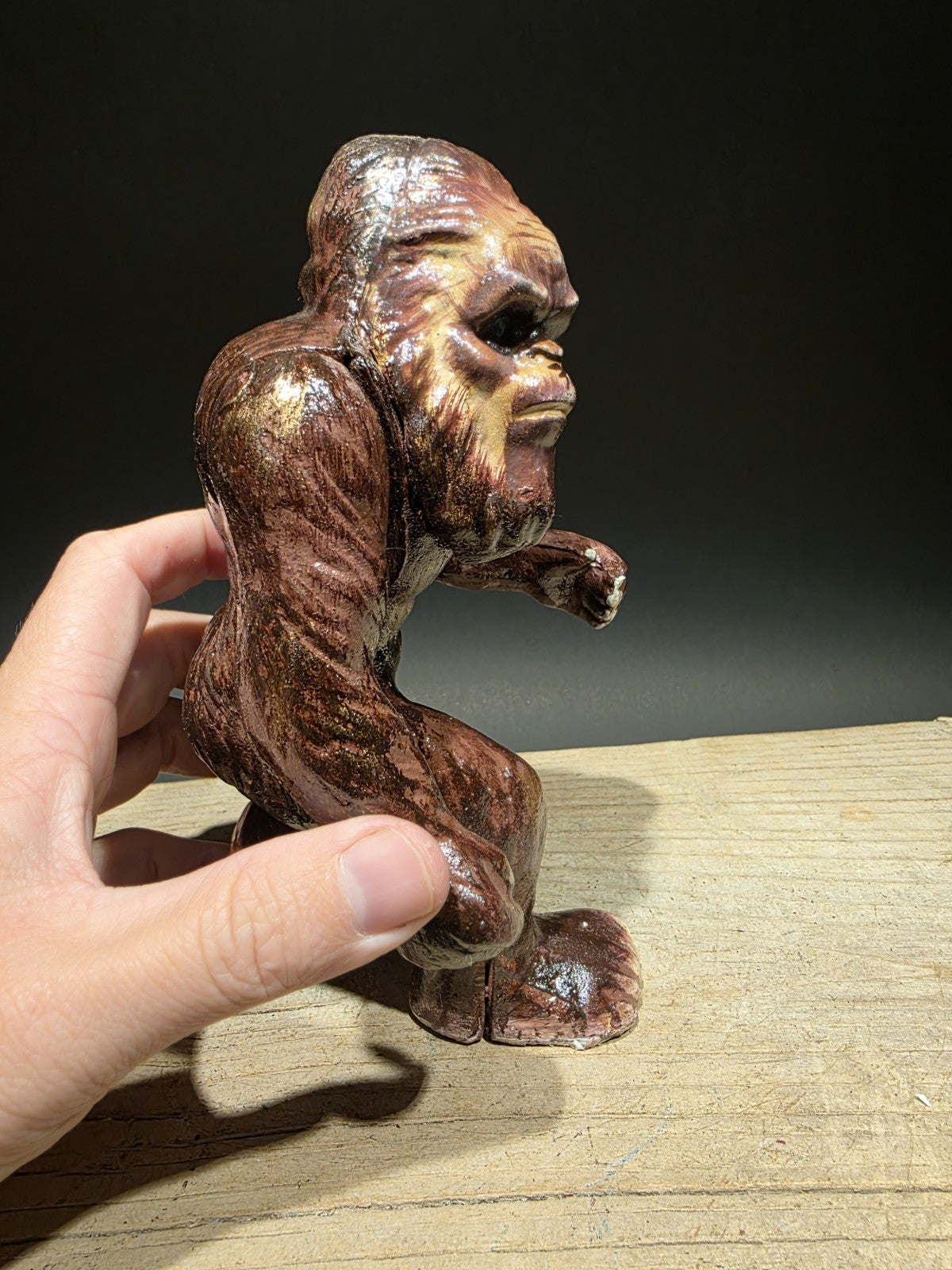 7 1/2" Antique Style Cast Iron Big Foot Sasquatch Coin Bank