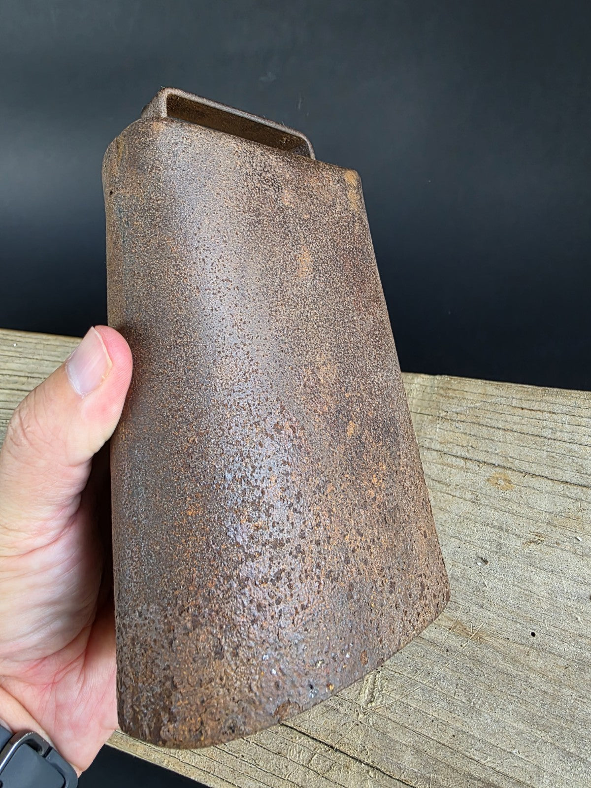 6 3/4" Primitive Vintage Antique Style Hand Wrought Iron Cow Bell