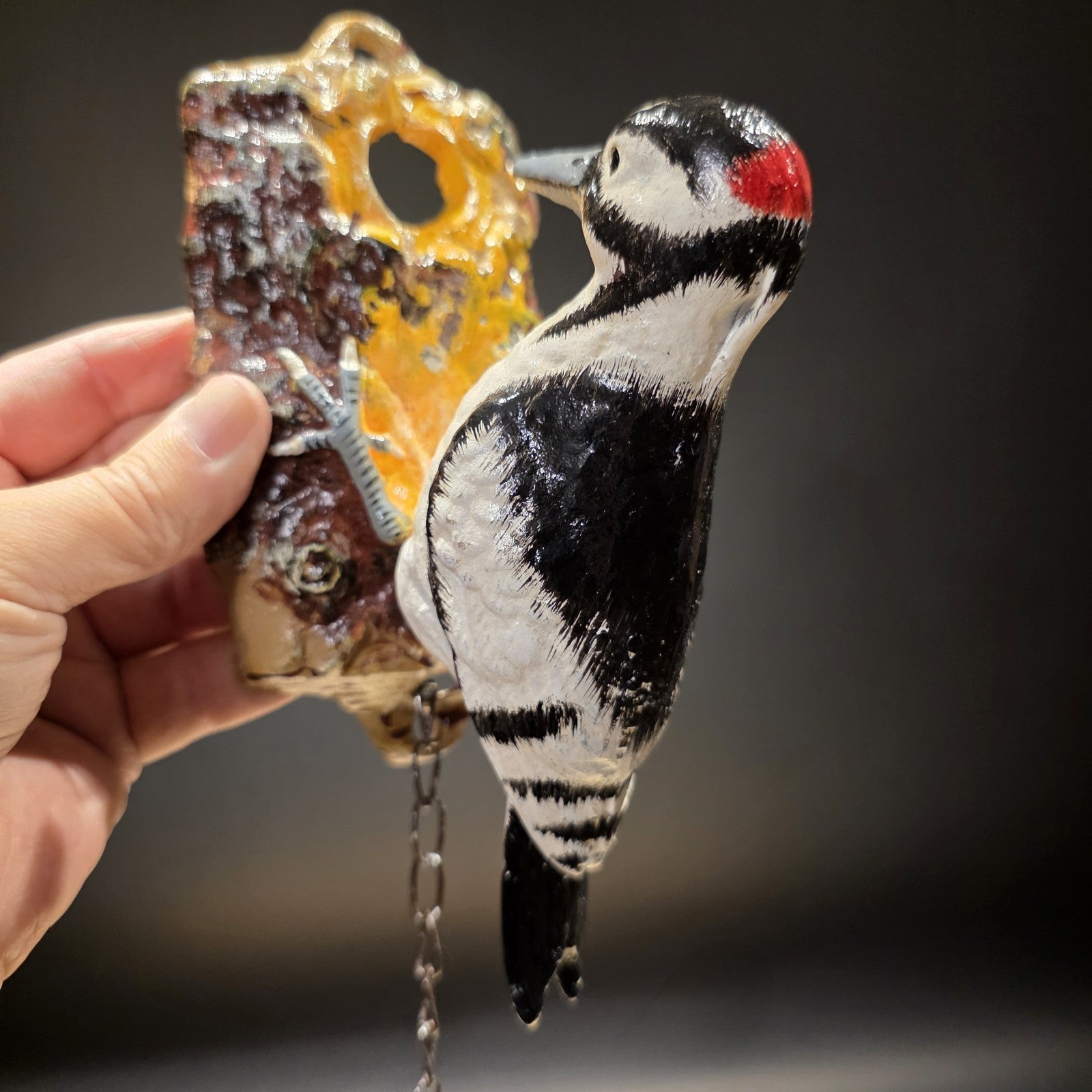 Vintage Style Folk Art Cast Iron Woodpecker Door Knocker