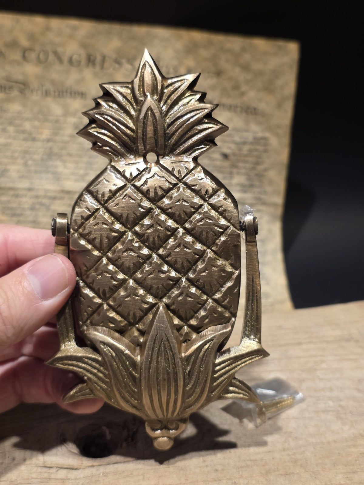 6" Vintage Style Solid Brass Pineapple Door Knocker Colonial Welcome Sign