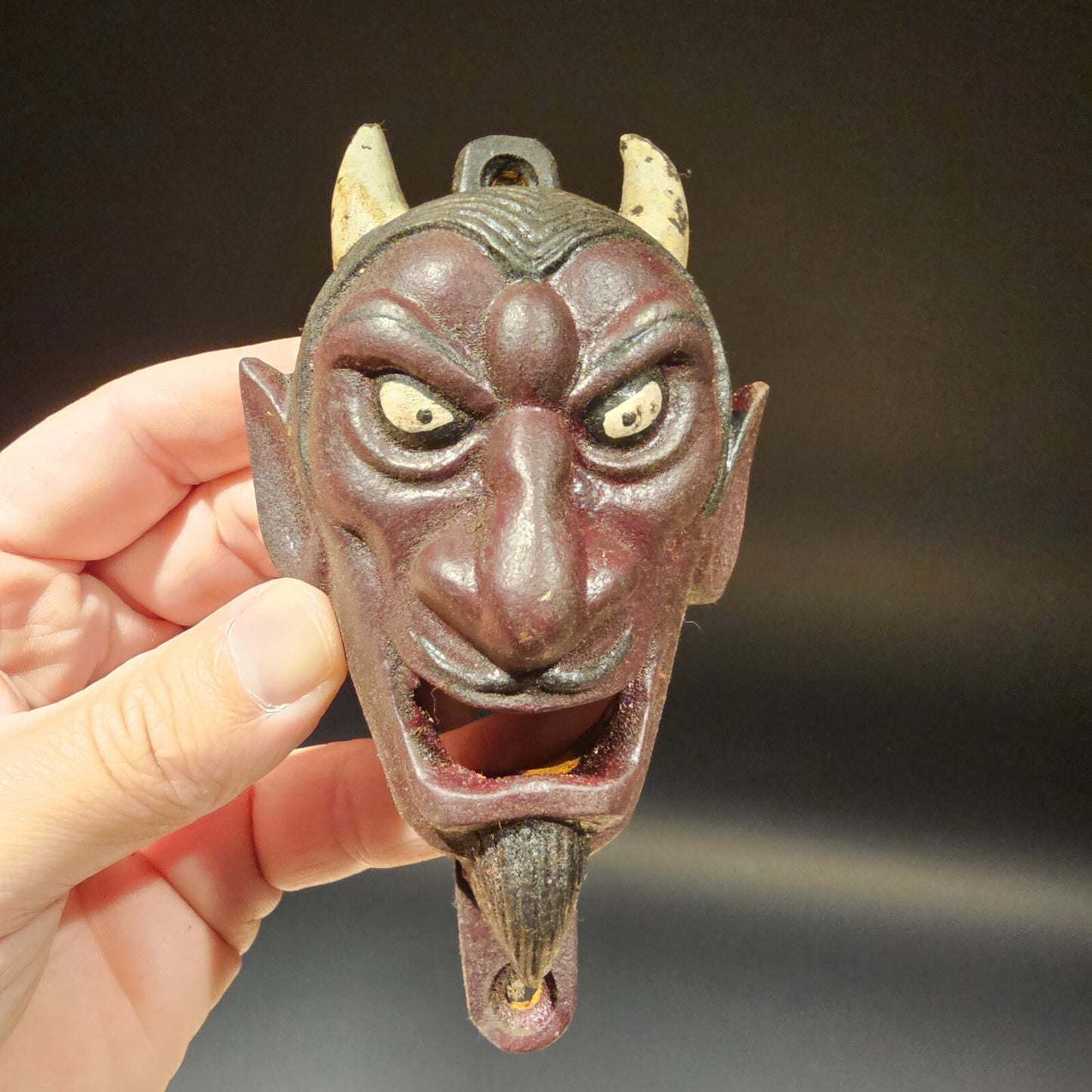 Antique Vintage Style Cast Iron folk art Devil Wall mount Bottle Opener