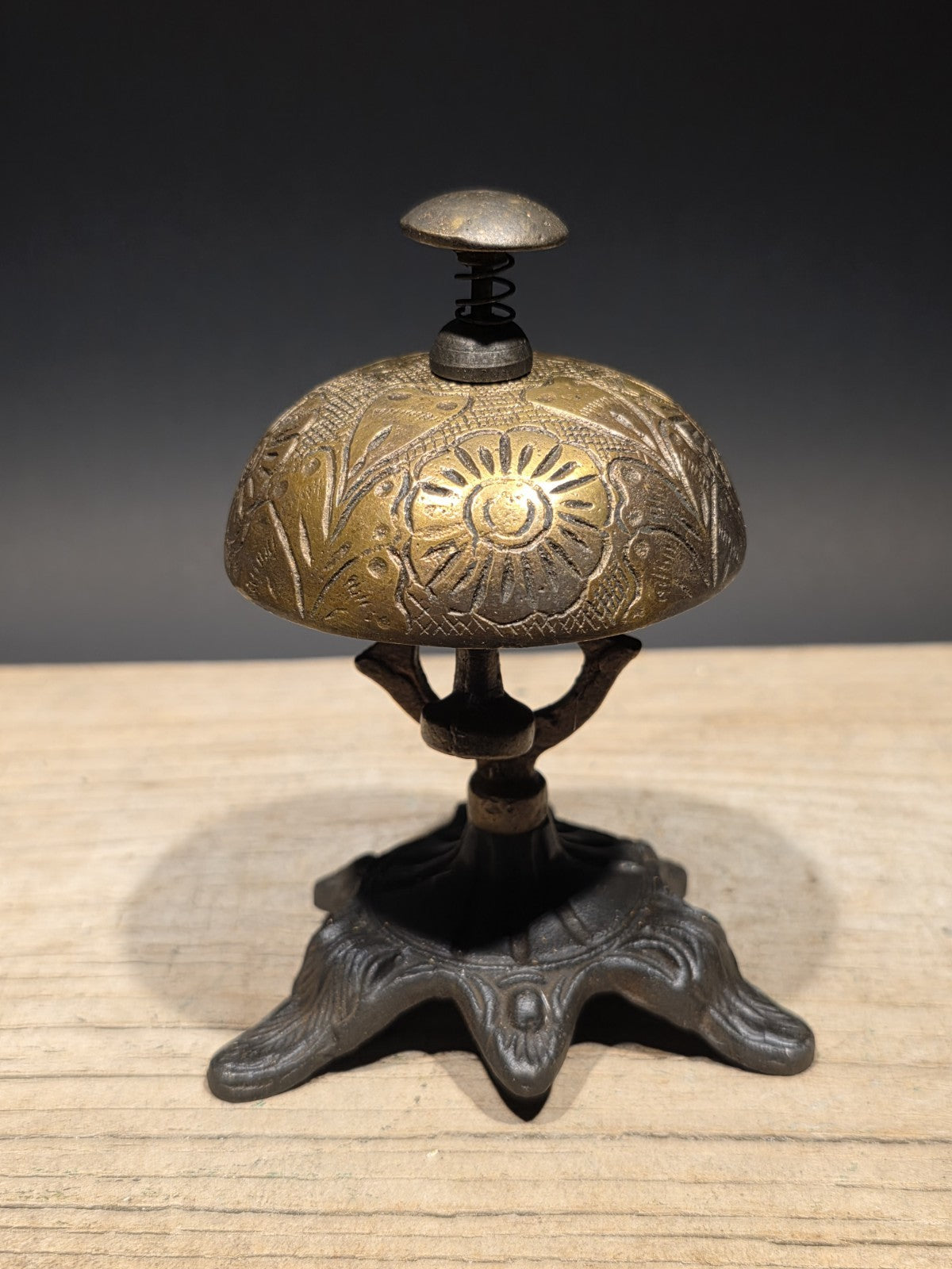 Antique Vintage Style Ornate Brass Table Desk Bell