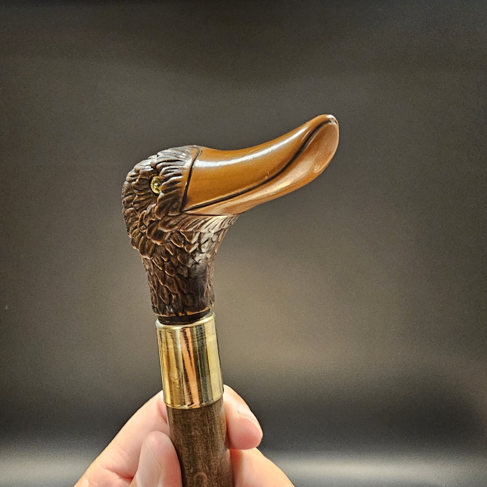 36" Antique Style Brown Duck Head Walking Stick Cane