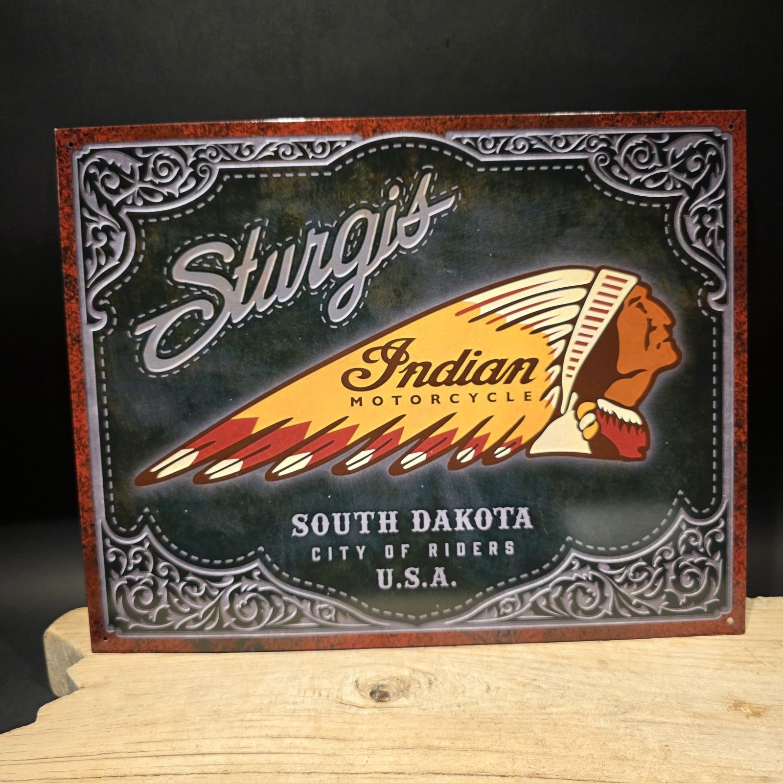 Metal Vintage Style Sturgis Indian Motorcycle Tin Sign