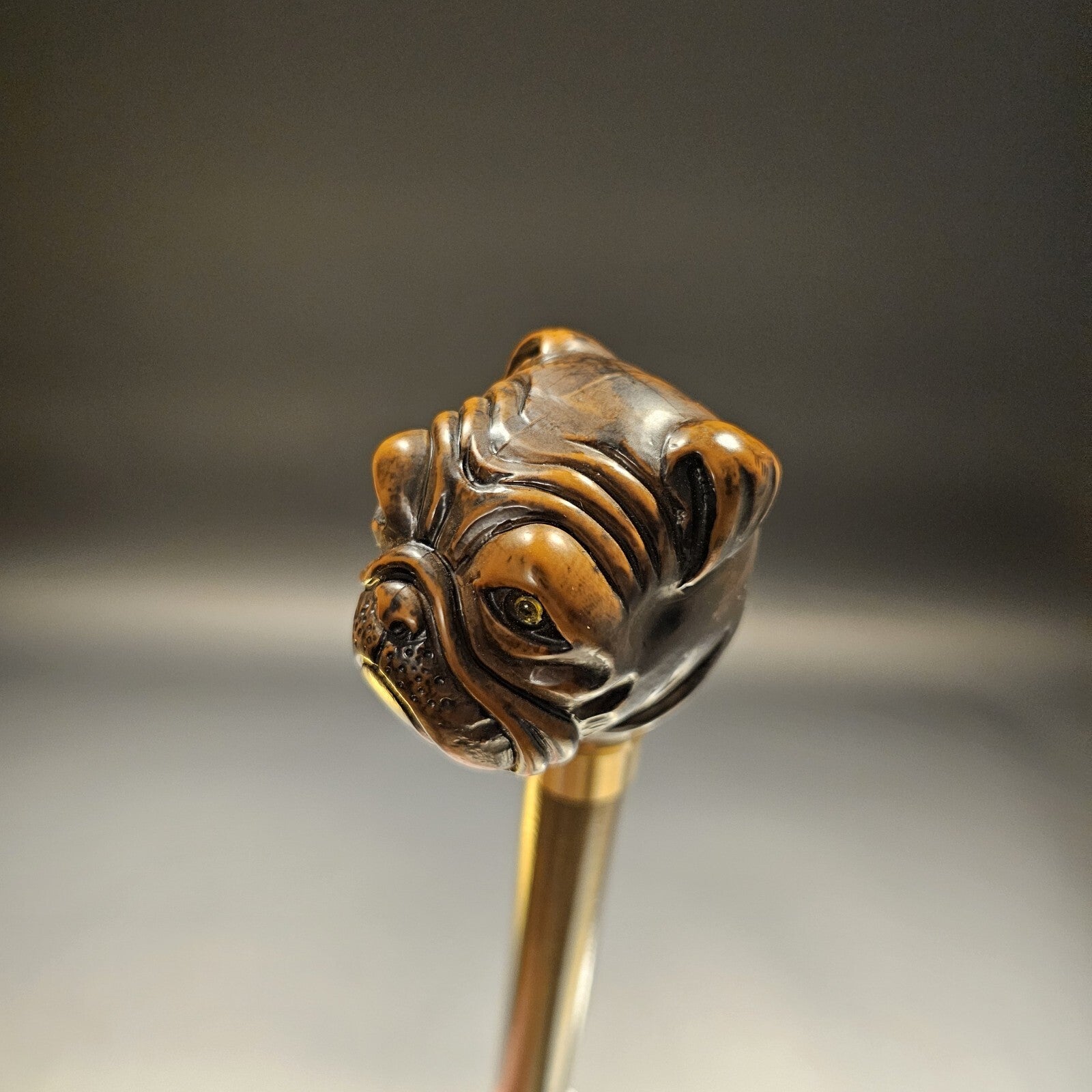 36" Antique Style Bulldog Dog Head Walking Stick Cane