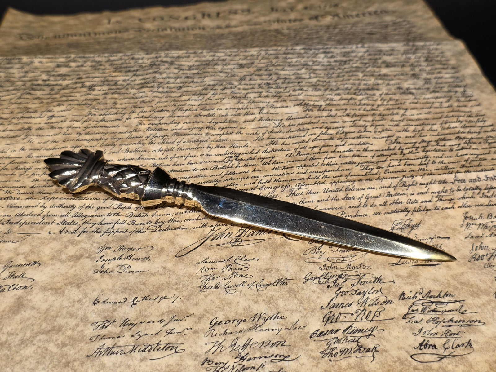 Vintage Style Brass Pineapple Handle Letter Opener