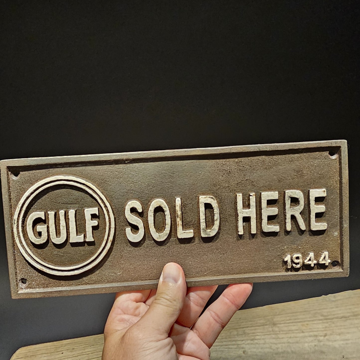 Antique Vintage Style Cast Iron Gulf Gas Oil Sign Plaque